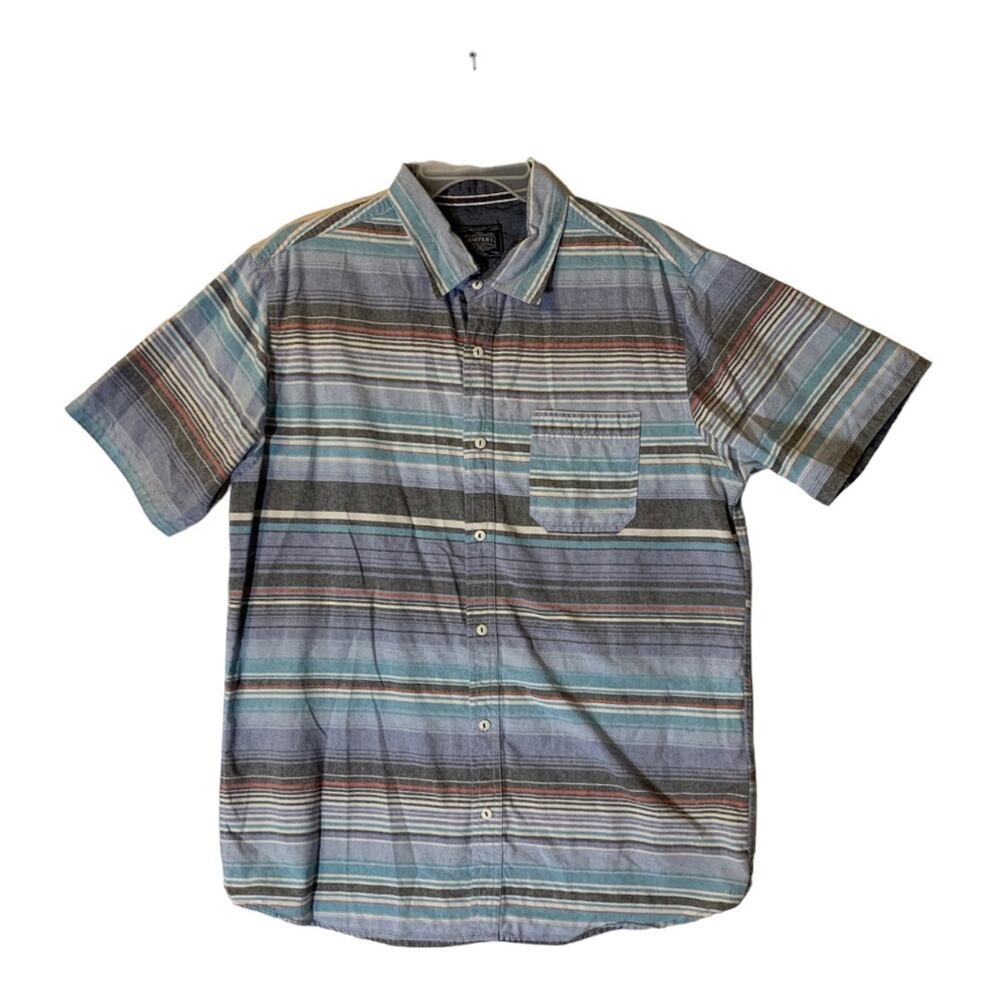 Company 81 mens XL striped cotton button up shirt cool relax vaca resort beach